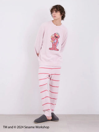 Sesame Street men's pink motif pullover and lounge pants set made with soft Baby Moco fabric featuring original artwork.