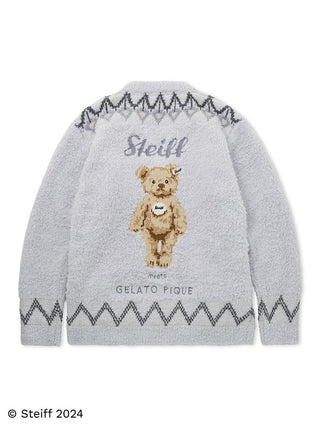 [Steiff] Mens Fair Isle Pattern Fuzzy Cardigan