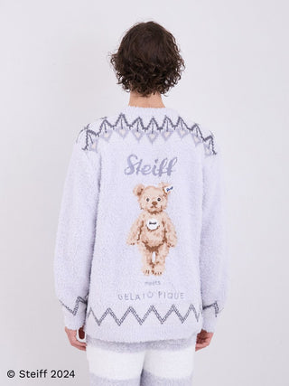 [Steiff] Mens Fair Isle Pattern Fuzzy Cardigan