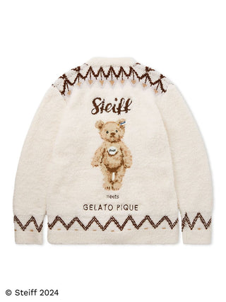 [Steiff] Mens Fair Isle Pattern Fuzzy Cardigan