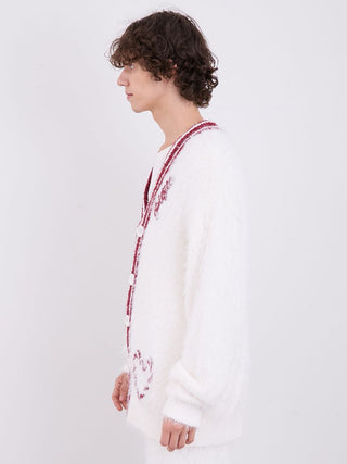 HOLIDAY Feather Button Up Cardigan in Off White, Comfy and Luxury Men's Loungewear Cardigan at Gelato Pique USA