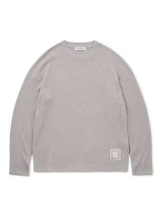 MEN'S Hot Smoothie Long Sleeves Ribbed Sweater by Gelato Pique in grey, featuring a cozy, lightweight, and heat-retaining texture.