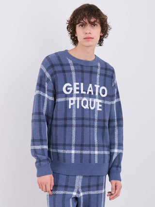 Checkered Navy Plaid Cozy Pajama Set in Navy, Men's Loungewear Set at Gelato Pique USA