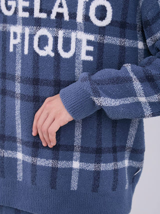 Checkered Navy Plaid Cozy Pajama Set in Navy, Men's Loungewear Set at Gelato Pique USA