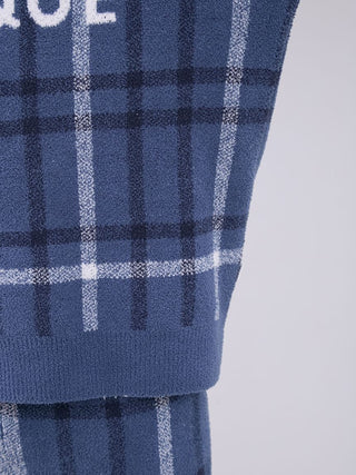 Checkered Navy Plaid Cozy Pajama Set in Navy, Men's Loungewear Set at Gelato Pique USA