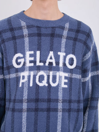 Checkered Navy Plaid Cozy Pajama Set in Navy, Men's Loungewear Set at Gelato Pique USA