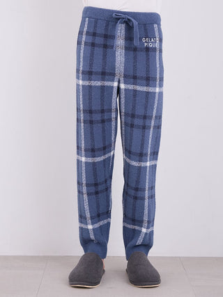 Checkered Navy Plaid Cozy Pajama Set in Navy, Men's Loungewear Set at Gelato Pique USA