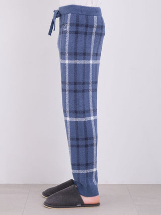 Checkered Navy Plaid Cozy Pajama Set in Navy, Men's Loungewear Set at Gelato Pique USA