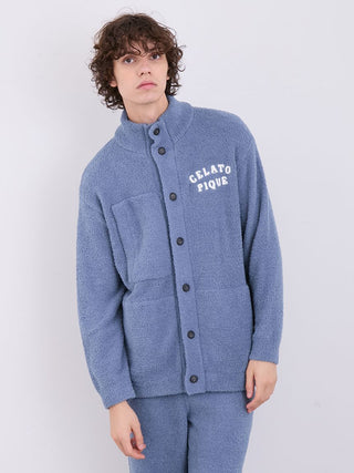 Powder Gelato Monster Button-Front Lounge Cardigan in Blue, Comfy and Luxury Men's Loungewear Cardigan at Gelato Pique USA