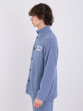 Powder Gelato Monster Button-Front Lounge Cardigan in Blue, Comfy and Luxury Men's Loungewear Cardigan at Gelato Pique USA