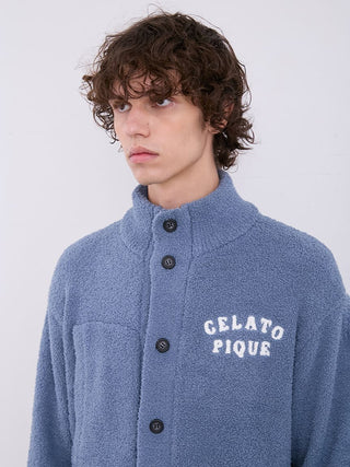 Powder Gelato Monster Button-Front Lounge Cardigan in Blue, Comfy and Luxury Men's Loungewear Cardigan at Gelato Pique USA