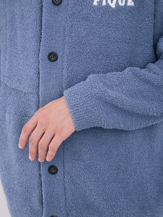 Powder Gelato Monster Button-Front Lounge Cardigan in Blue, Comfy and Luxury Men's Loungewear Cardigan at Gelato Pique USA