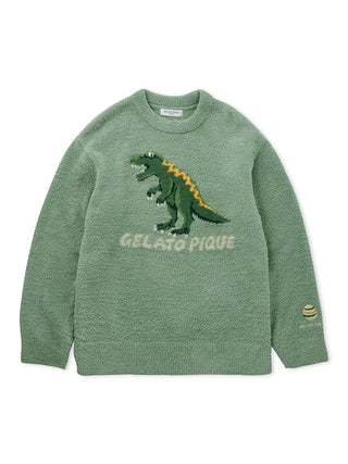 MEN'S Powder Dinosaur Sweatshirt Pullover in GREEN, Men's Pullover Sweaters at Gelato Pique USA.