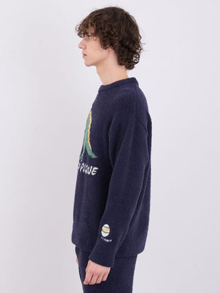 MEN'S Powder Dinosaur Sweatshirt Pullover in NAVY, Men's Pullover Sweaters at Gelato Pique USA.