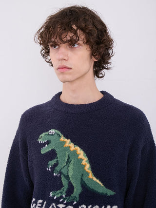 MEN'S Powder Dinosaur Sweatshirt Pullover in NAVY, Men's Pullover Sweaters at Gelato Pique USA.