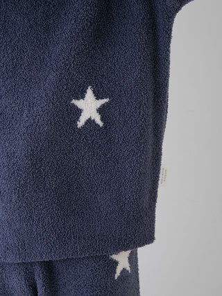 Navy Powder Star Jacquard Pullover Sweater by Gelato Pique USA, premium loungewear and sleepwear with star pattern for cozy comfort.