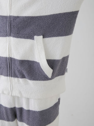 Gelato Pique USA Smoothie 2-Border Zip Hoodie with grey and white stripes, showcasing premium loungewear and sleepwear design.