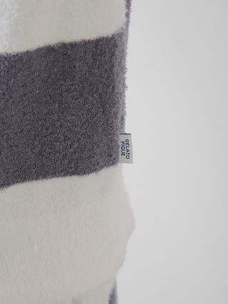 Close-up of Gelato Pique USA Smoothie 2-Border Zip Hoodie in grey and white stripes, showcasing premium loungewear and sleepwear fabric texture.