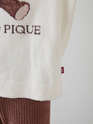 Valentine MEN'S Baby Moco Bear Jacquard Pullover Sweater by Gelato Pique USA in white and brown, premium loungewear and sleepwear.