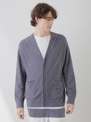 Gelato Pique USA Mens Smoothie Button Up Cardigan in grey, featuring premium loungewear and sleepwear style with V-neck and pockets.