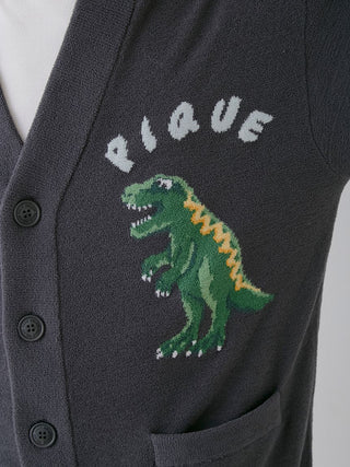 MENS Air Moco Dinosaur Jacquard Cardigan by Gelato Pique USA. Premium loungewear with playful dinosaur design.