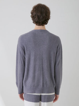 Back view of grey Smoothie Button Up Cardigan by Gelato Pique USA, ideal for premium loungewear and sleepwear.