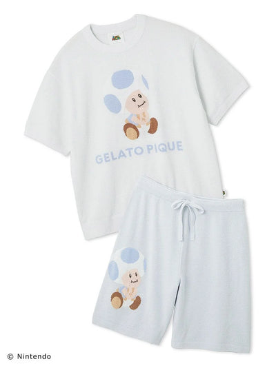 [SUPER MARIO] [MENS]Toad & Yoshi Jacquard Pullover Shorts Set gelato pique