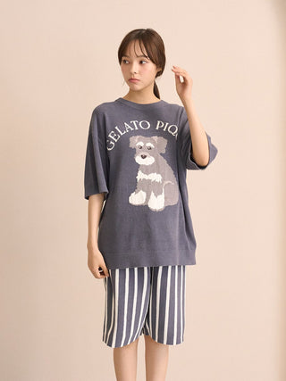 Mens Schnauzer Airy Moco Jacquard Pullover & Shorts Set