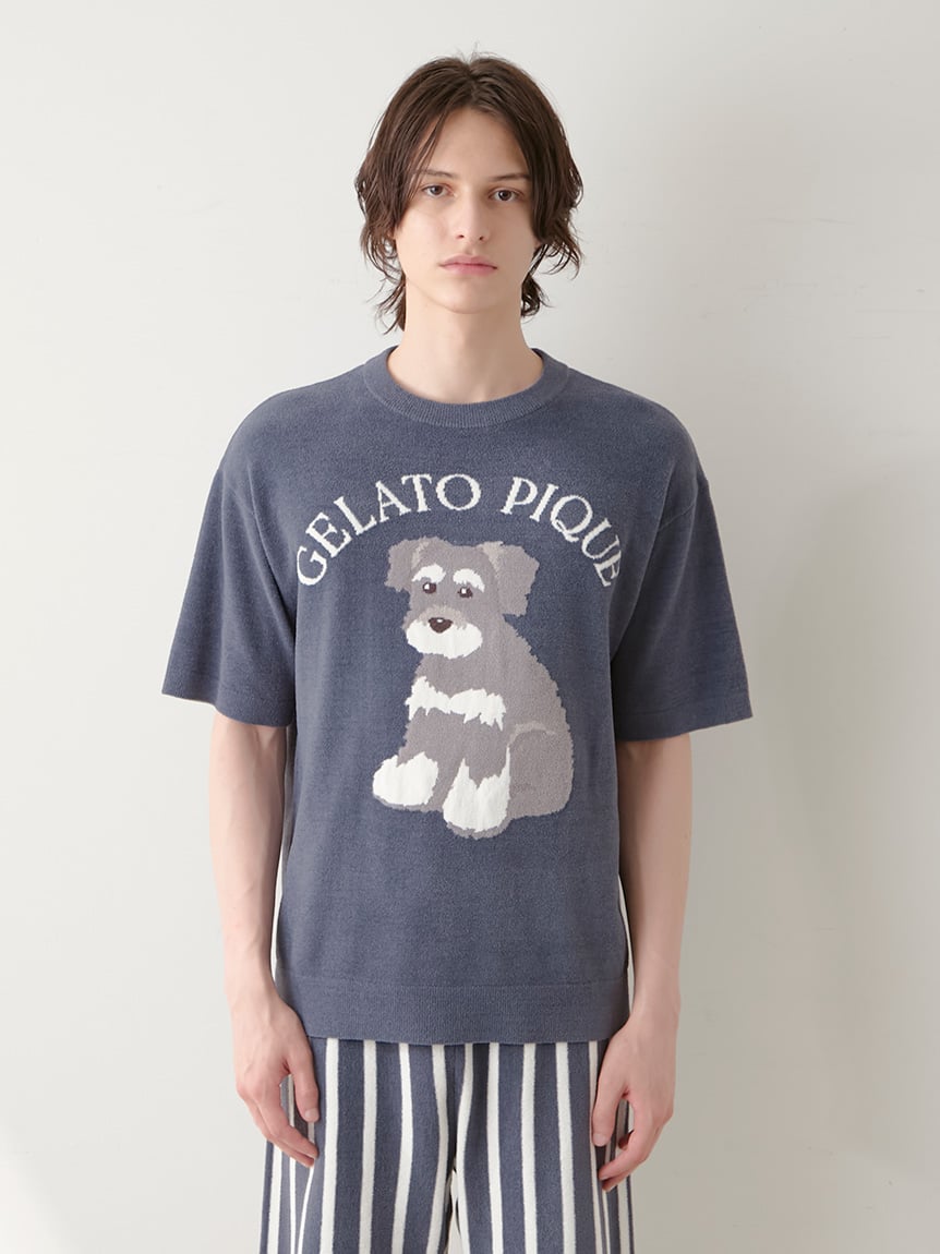 Mens Schnauzer Airy Moco Jacquard Pullover & Shorts Set