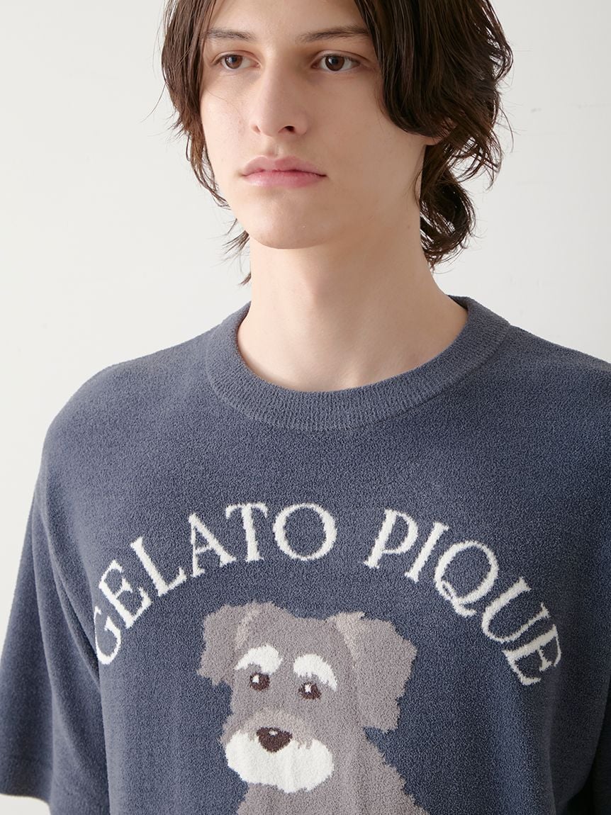 Mens Schnauzer Airy Moco Jacquard Pullover & Shorts Set