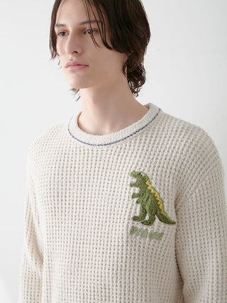 Mens Waffle Dinosaur Pullover