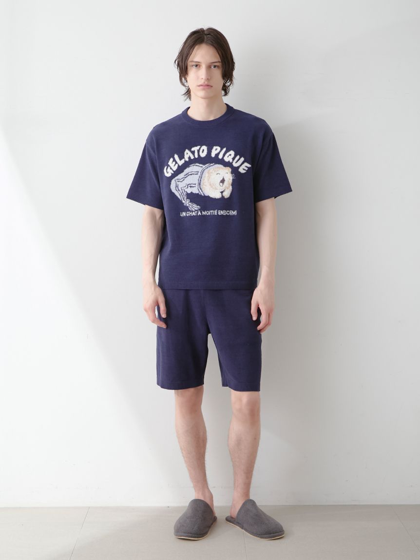 Mens Sleeping Cat Jacquard Pullover