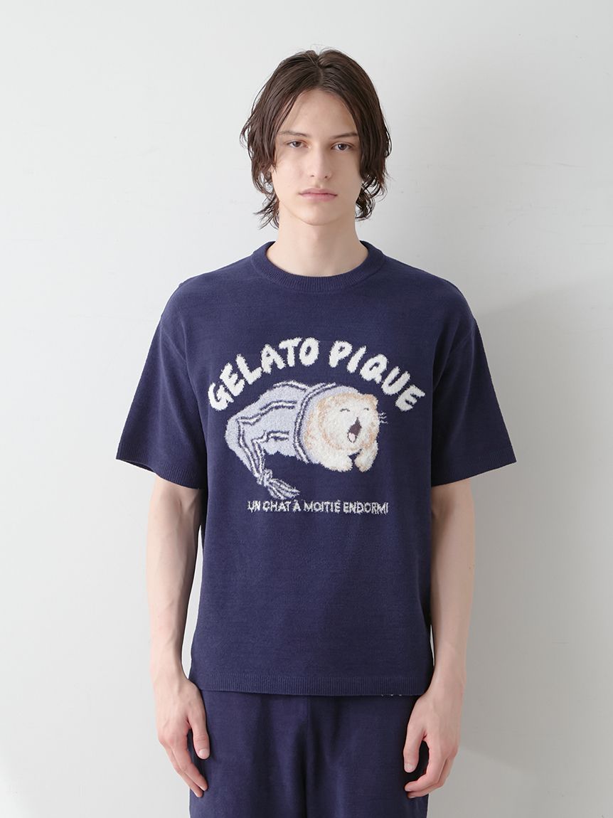 Mens Sleeping Cat Jacquard Pullover