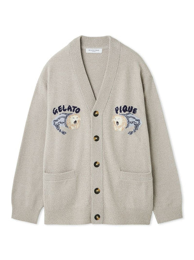 Mens Sleeping Cat Jacquard Cardigan gelato pique