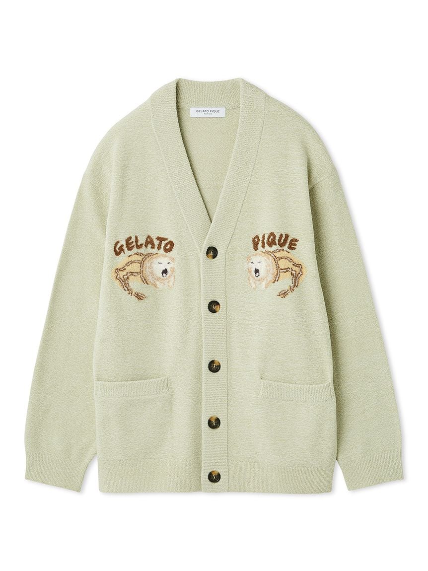 Mens Sleeping Cat Jacquard Cardigan