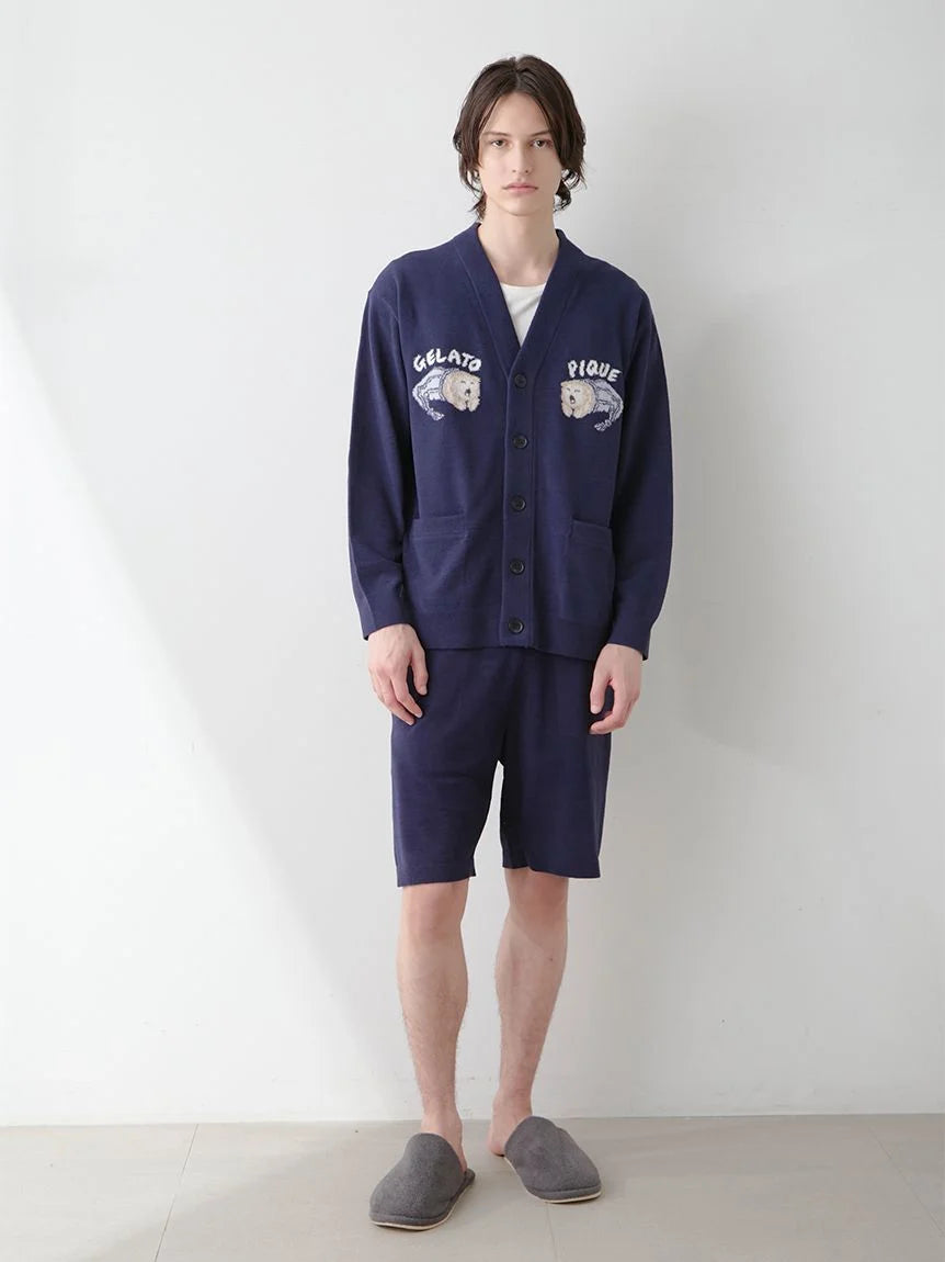 Mens Sleeping Cat Jacquard Cardigan