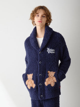 [HOLIDAY] Mens Gelato Snow Bear Jacquard Shawl Cardigan