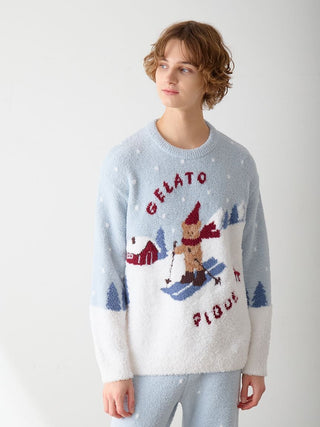 [HOLIDAY] Men's Skiing Bear Jacquard Pullover
