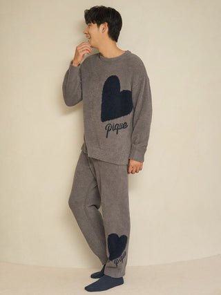 Mens Heart Jacquard Pullover & Long Pants Set