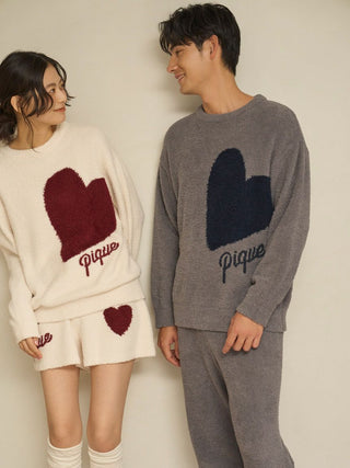 Mens Heart Jacquard Pullover & Long Pants Set