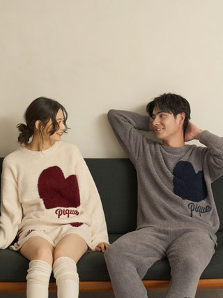 Mens Heart Jacquard Pullover & Long Pants Set