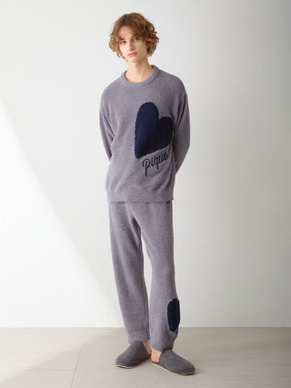 Mens Heart Jacquard Pullover & Long Pants Set