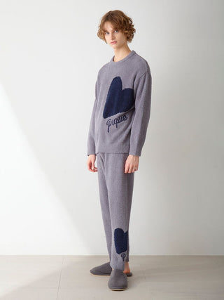 Mens Heart Jacquard Pullover & Long Pants Set