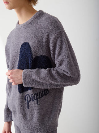 Mens Heart Jacquard Pullover & Long Pants Set