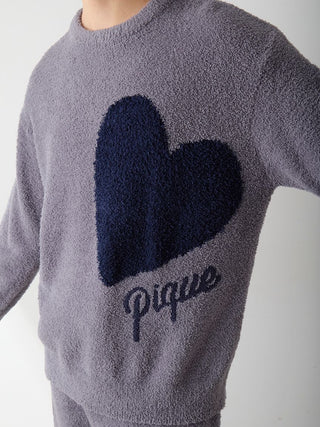 Mens Heart Jacquard Pullover & Long Pants Set