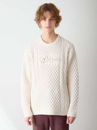 Men's Aran Rope Embroidery Logo Pullover