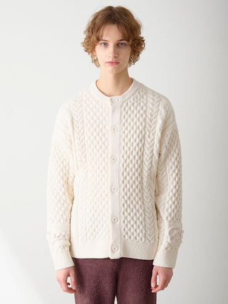 Men's Aran Rope Embroidery Logo Cardigan