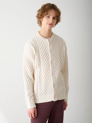 Men's Aran Rope Embroidery Logo Cardigan