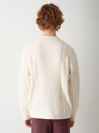 Men's Aran Rope Embroidery Logo Cardigan