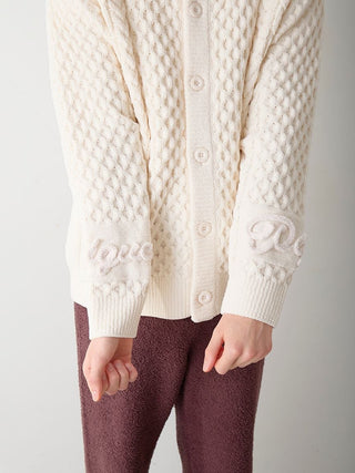 Men's Aran Rope Embroidery Logo Cardigan